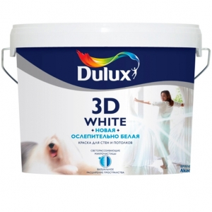 Краска водоэмульсионная "Dulux" Ослепительно белая 3D для внутренних работ матовая. 5л