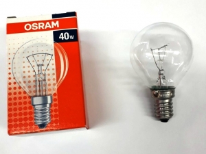 Лампа накаливания Е14 40W шар прозрачный Osram