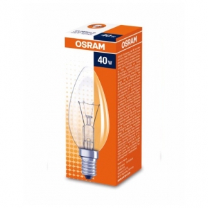 Лампа накаливания Е14 40W свеча прозрачная Osram