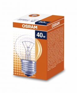 Лампа накаливания Е27 40W шар прозрачный Osram